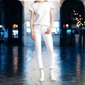 NWT Rag & Bone The Dre Boyfriend Skinny Jeans in Aged Bright White SZ 30
